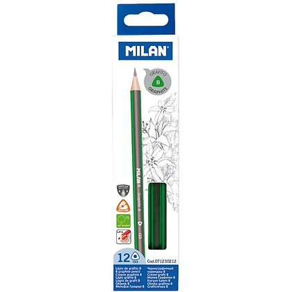 Карандаш простой "Milan", B, без ластика, разноцветный - 2