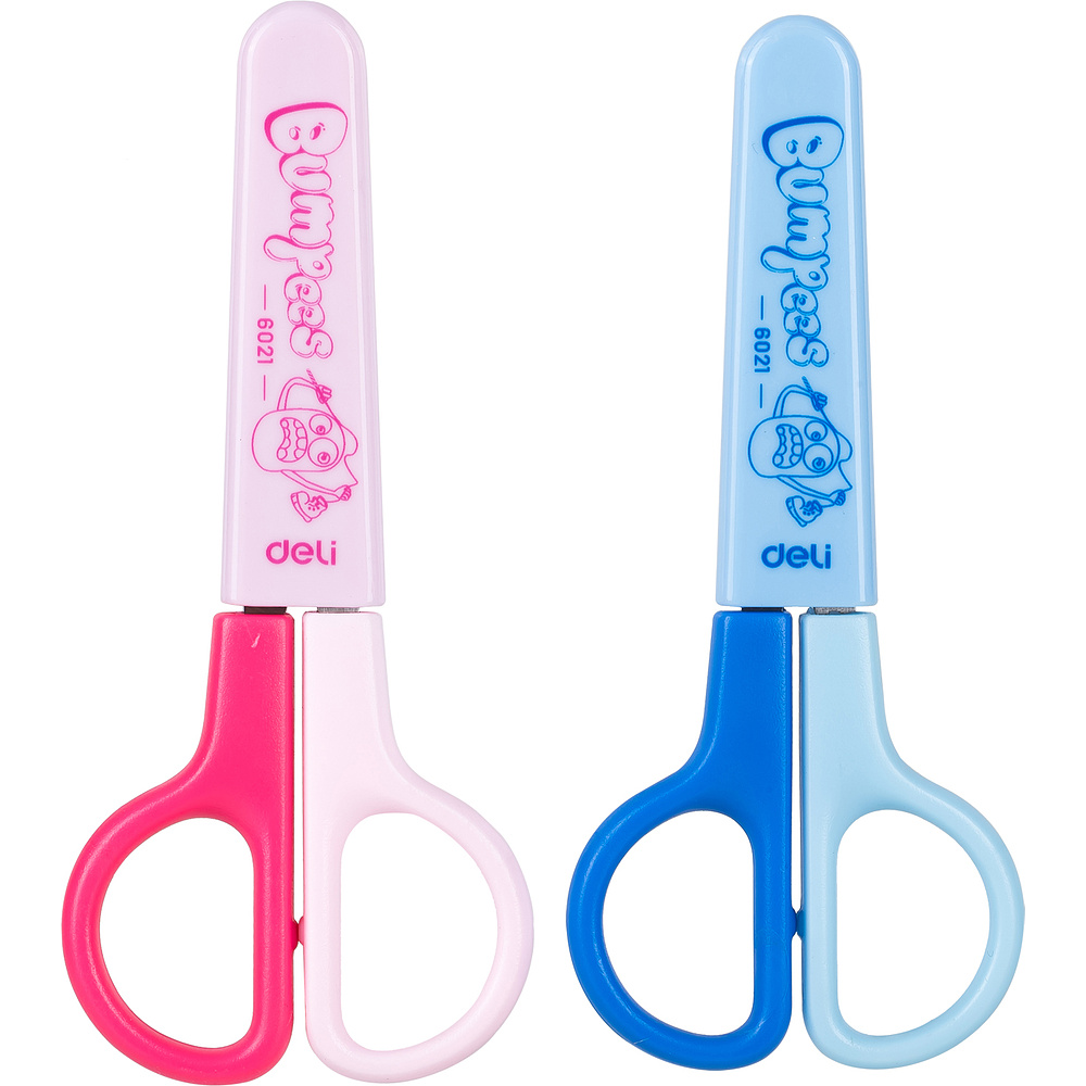 Ножницы Deli "Bumpees", 12 см, чехол, ассорти