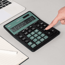 Калькулятор настольный EM888A Deli, 12-разрядный, черный, пластик, зеленый 