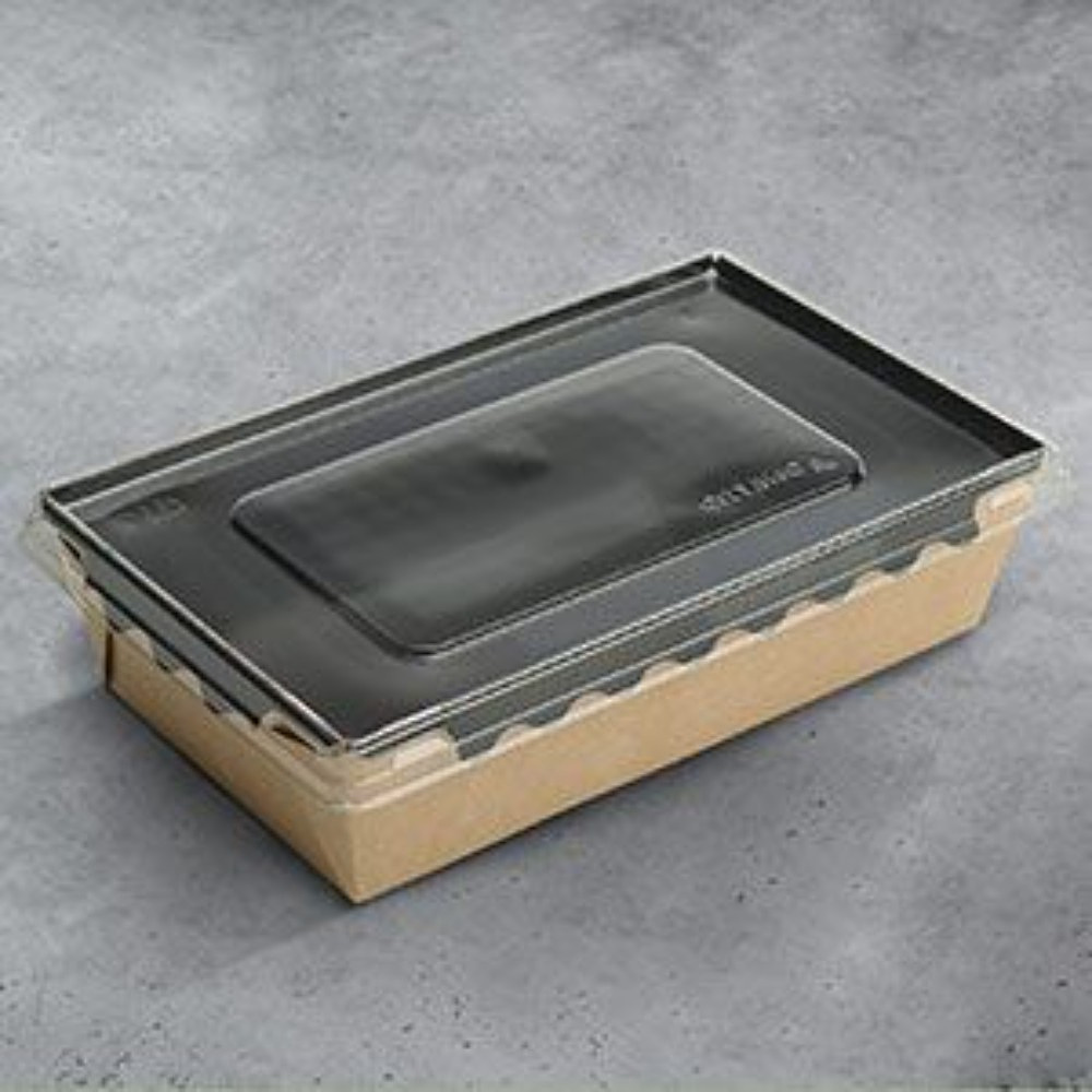 Контейнер бумажный для салата с крышкой, 800 мл, 200 шт/упак, крафт, черное дно - 2