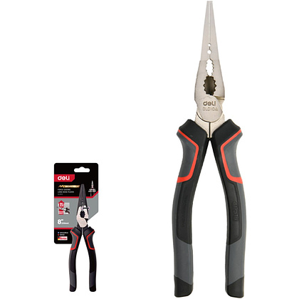 Длинногубцы Deli RS EDL0104, 200 мм, черный, красный - 2