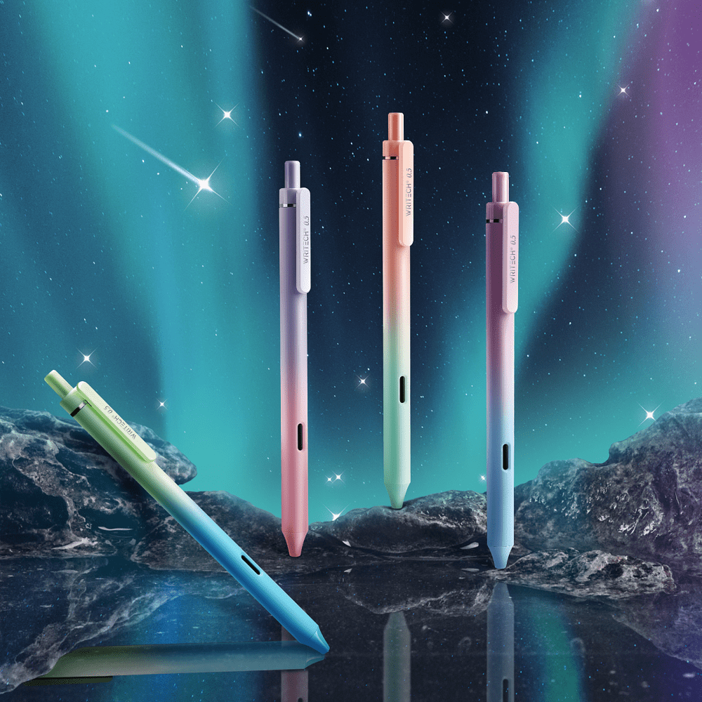 Ручка гелевая "Ombre", 0,7 мм, фиолетовый, голубой, стерж. черный - 3