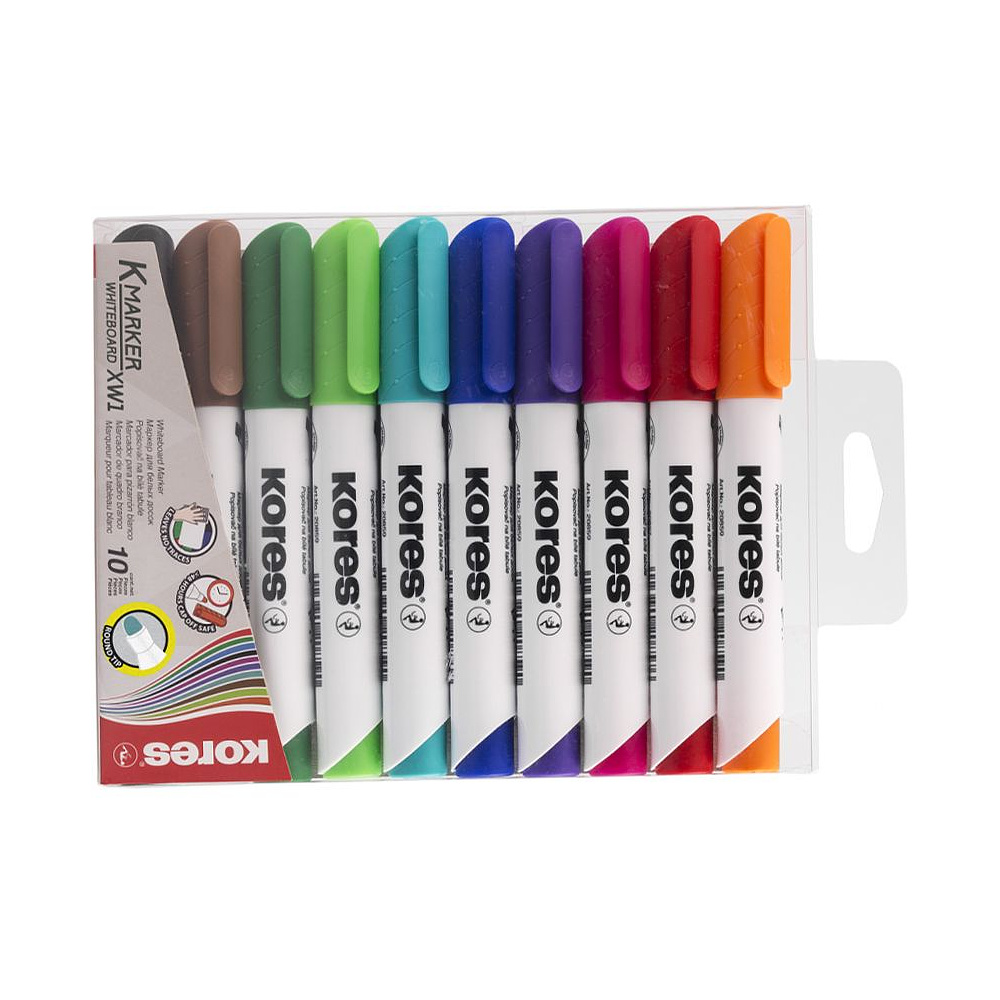 Набор маркеров для досок "Kores", 10 шт, ассорти