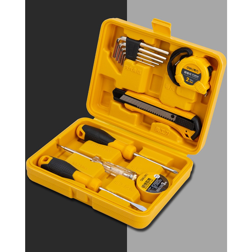 Набор инструмента Deli YS EDL1011J, 11 предметов, кейс, желтый - 4