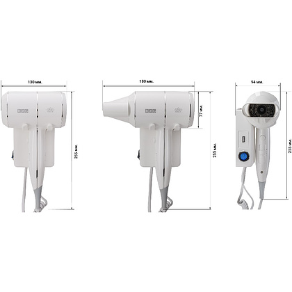 Фен настенный BXG-1600Н1, ABS-пластик, белый - 2