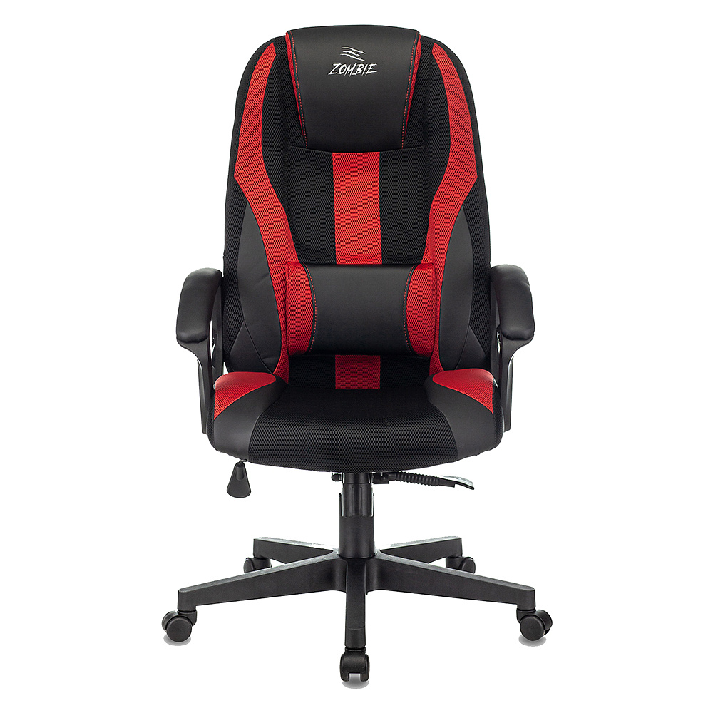 Кресло игровое "Бюрократ Zombie-9", экокожа, ткань, пластик, черный, красный - 2