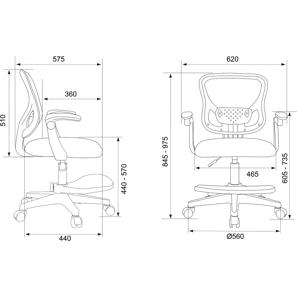 Кресло детское Бюрократ Burokids 3, сетка, ткань, пластик, корпус белый, подставка для ног, розовый - 12