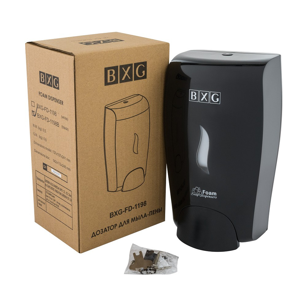 Диспенсер BXG-FD-1198В, для мыла-пены 1 л, пластик, черный - 6