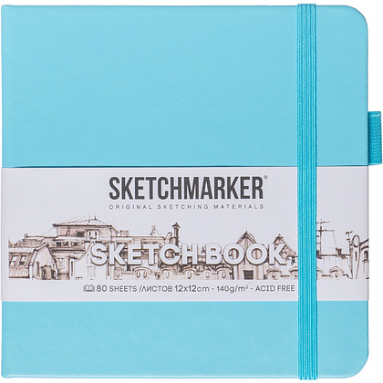 Скетчбук "Sketchmarker", 12x12 см, 140 г/м2, 80 листов, небесно-голубой