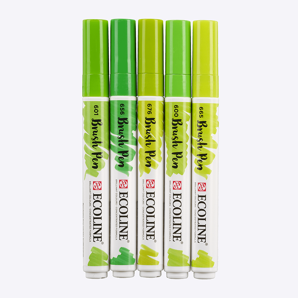 Набор акварельных маркеров "Ecoline", 5 шт., зеленые - 4