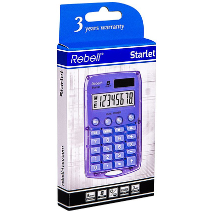 Калькулятор карманный Rebell "StarletV WB", 8-разрядный, фиолетовый - 2