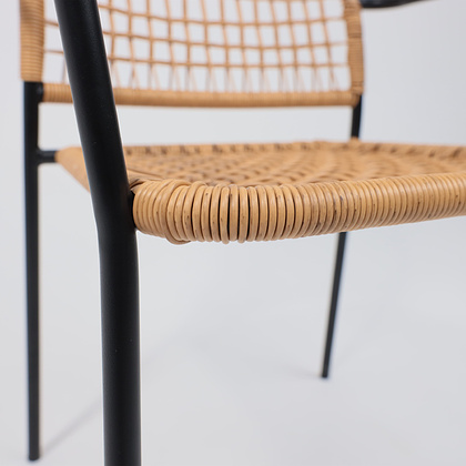 Кресло садовое AksHome BERGAMO, PE искусственный ротанг, черный, коричневый - 10