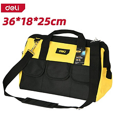 Сумка для инструментов Deli YS EDL430016, 360х180х250 мм, ткань Oxford, черный, желтый