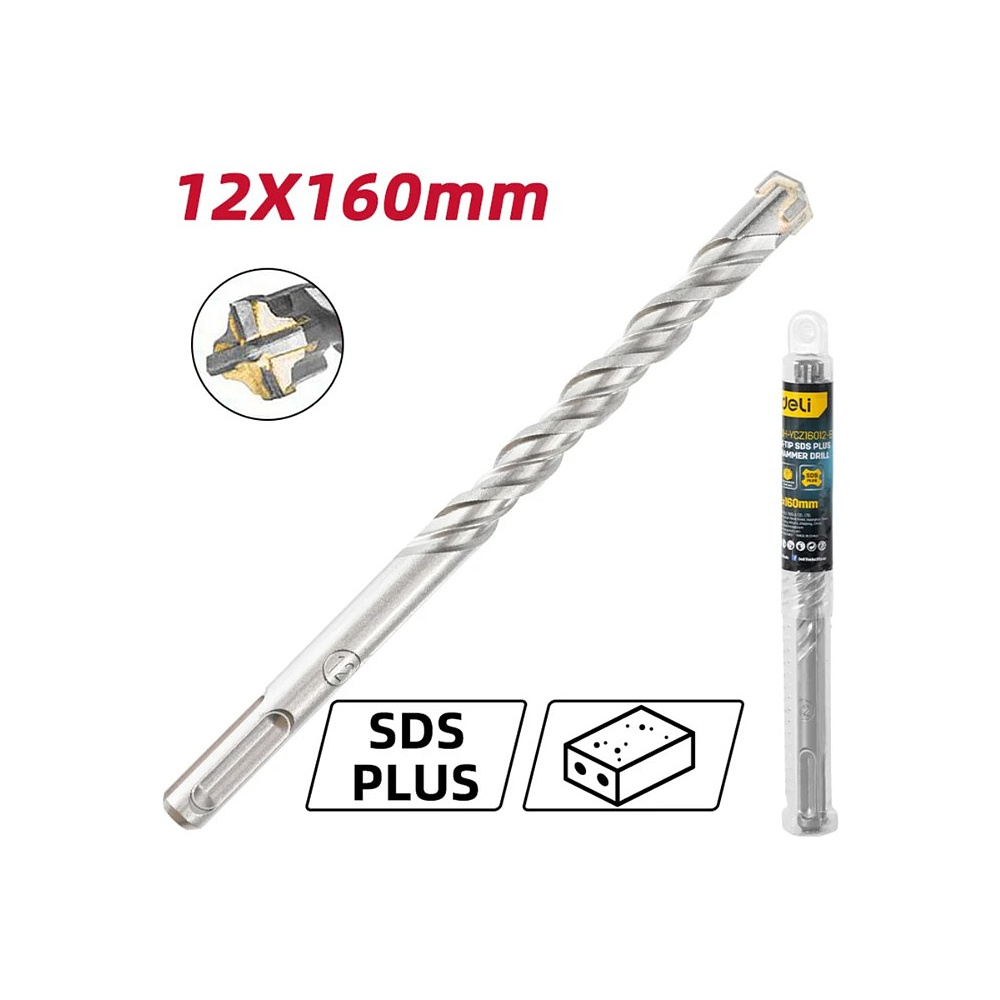 Бур по бетону Deli YS EDH-YCZ16012-E1, 12x160 мм, X-Tip, SDS-PLUS - 13