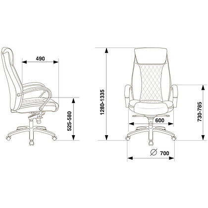 Кресло для руководителя Бюрократ T-9924SL, кожа, металл, черный - 6