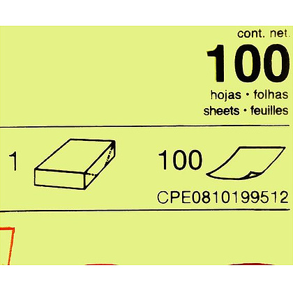 Бумага для записей на клейкой основе "Kores", 75x75 мм, 100 листов, желтый неон - 4