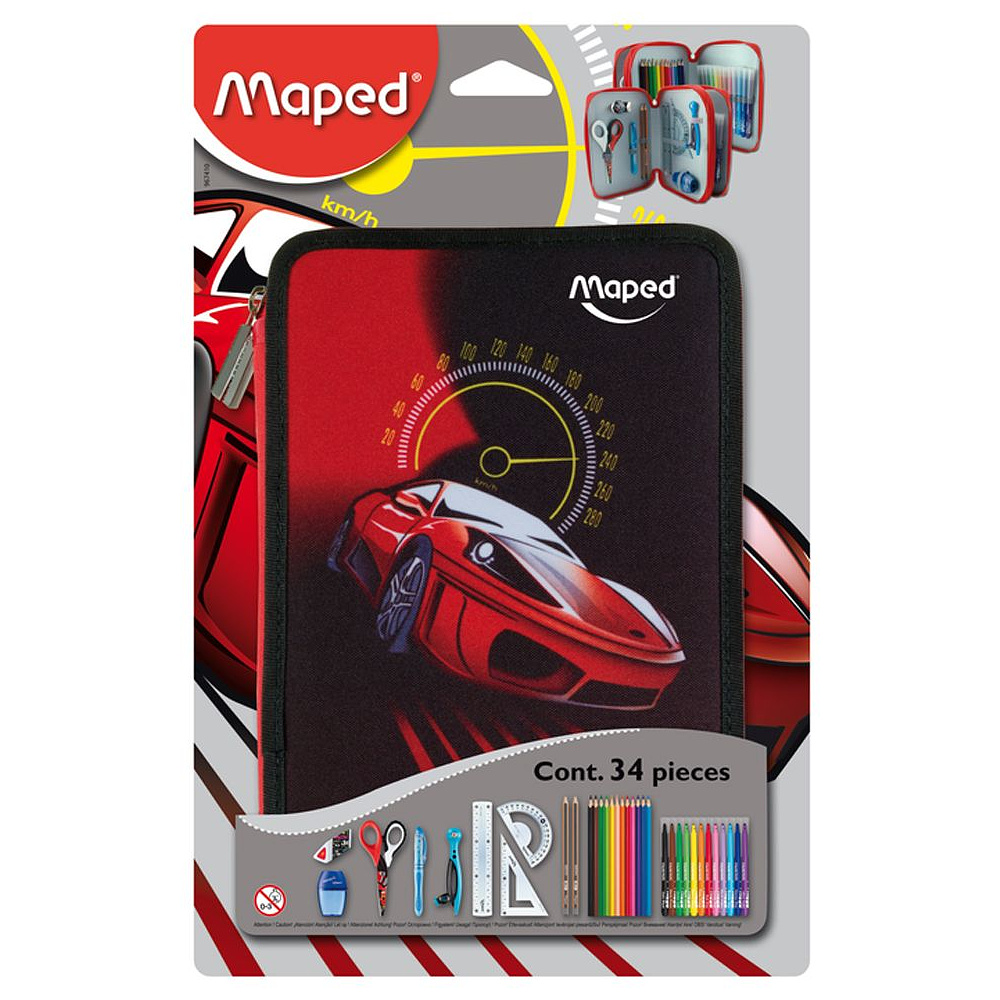 Пенал Maped "Cars", 2 отделения, с наполнением - 4