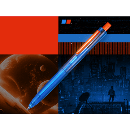 Ручка шариковая автоматическая "Space Up Cyber", 0,7 мм, синий, оранжевый, стерж. синий - 3
