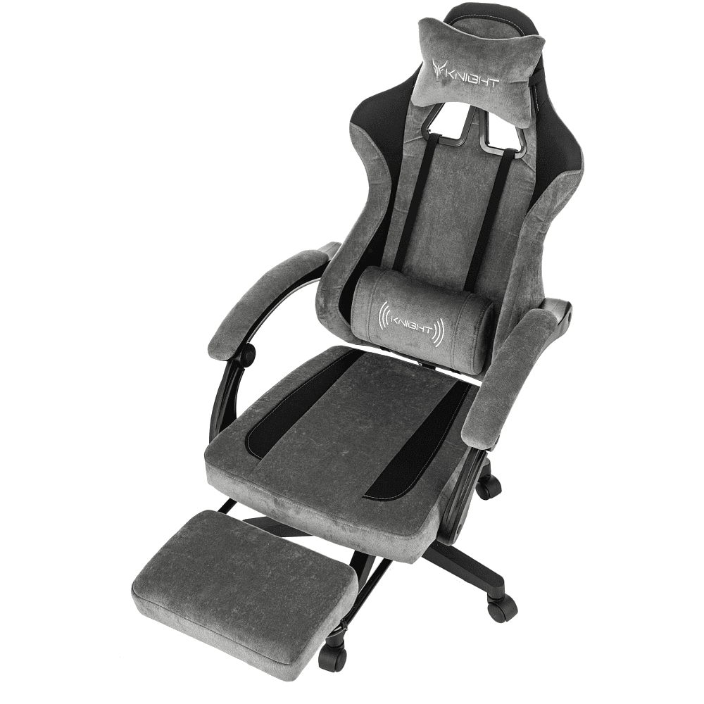 Кресло игровое Бюрократ Knight "Custom/F GR", ткань, пластик, серый, черный - 6