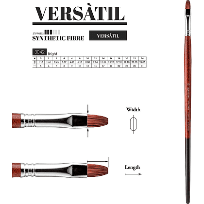 Кисть "Escoda Versatil Brush L/H", синтетика, темно-коричневый, плоская, №6 - 3