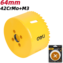 Коронка биметаллическая Deli YS EDH-SKK064-E1, 64 х 38 мм, М14