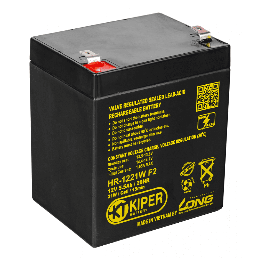 Аккумуляторная батарея Kiper HR-1221W F2, 12 В, 5.5 Ач
