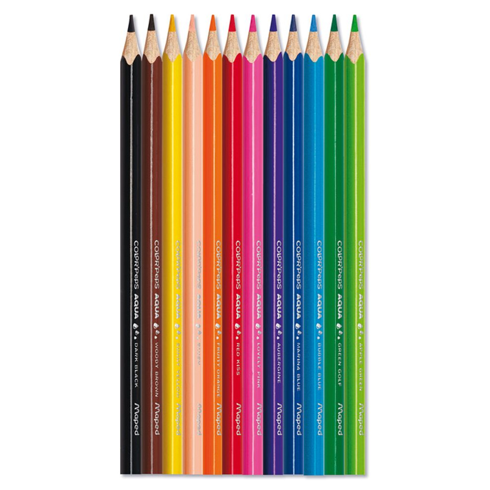 Цветные карандаши Maped "Aqua" + кисточка, 12 цветов - 2