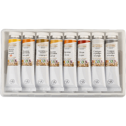 Краска акриловая металлик "Декола", набор 8 цветов, 18 мл, тубы - 4