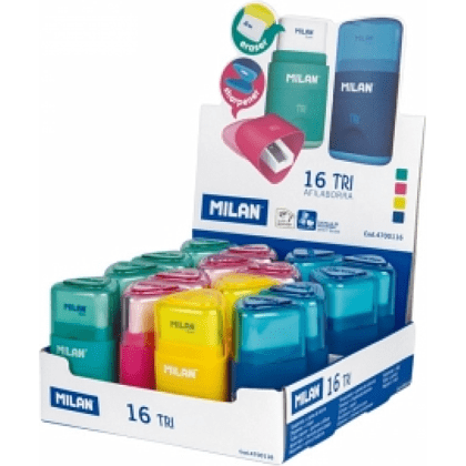 Точилка "Tri" с ластиком, 1 отверстие, с контейнером - 2