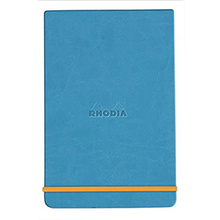 Блокнот "Rhodiarama Webnotepad" на резинке, A5, 96 листов, линейка, бирюзовый
