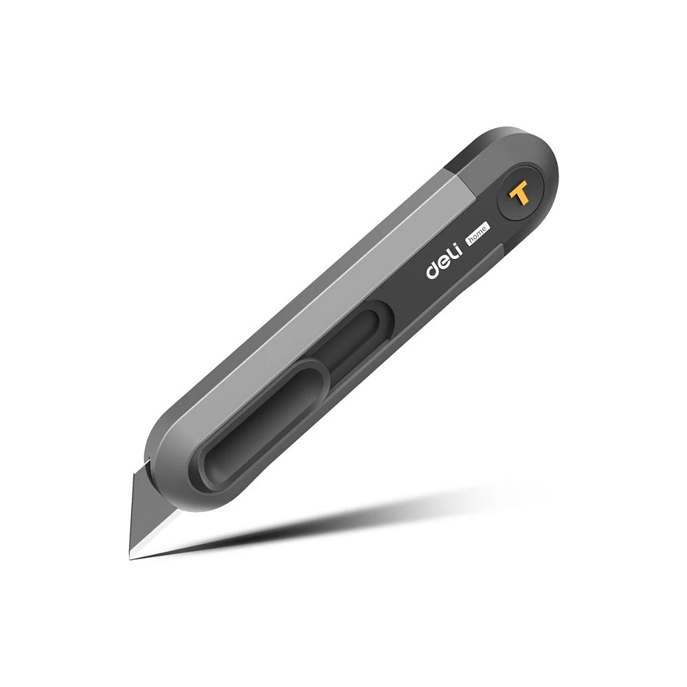 Нож строительный Deli HS EHT4008, 135x30 мм, трапеция, Soft Touch, черный