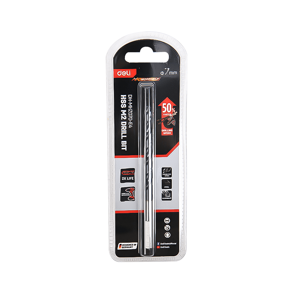 Сверло по металлу Deli RS EDH-MHZ070-E4, 7.0 мм, DIN 338, HSS-TiN - 2