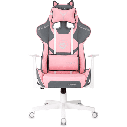 Кресло игровое Бюрократ Knight "Catzy", экокожа, пластик, серый, розовый - 6