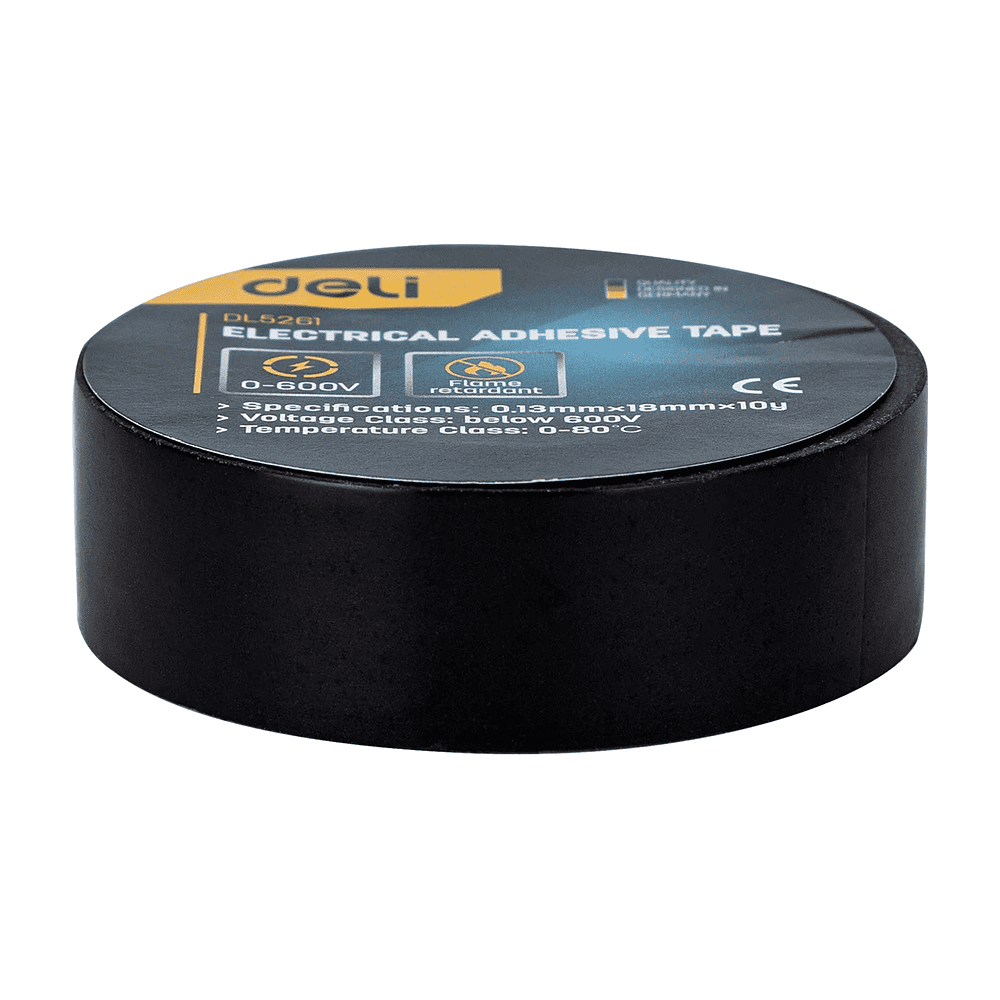 Изолента ПВХ Deli YS EDL5261, 18 мм x 10 м, 130 мкм, черная - 6