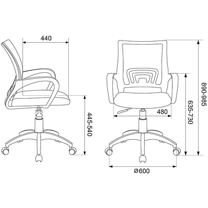 Кресло для персонала "Бюрократ CH-695NLT/BLACK" ткань, пластик, черный - 5