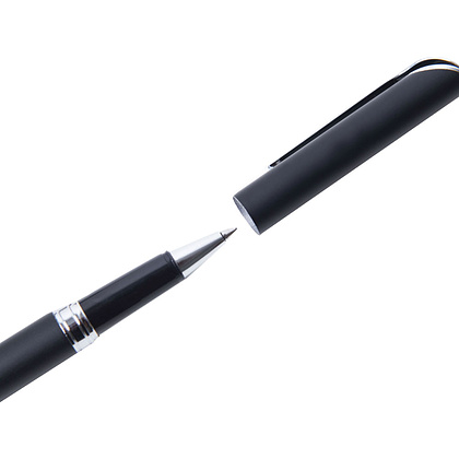 Набор ручек "Shadow": ручка шариковая автоматическая и роллер, черный, серебристый - 4