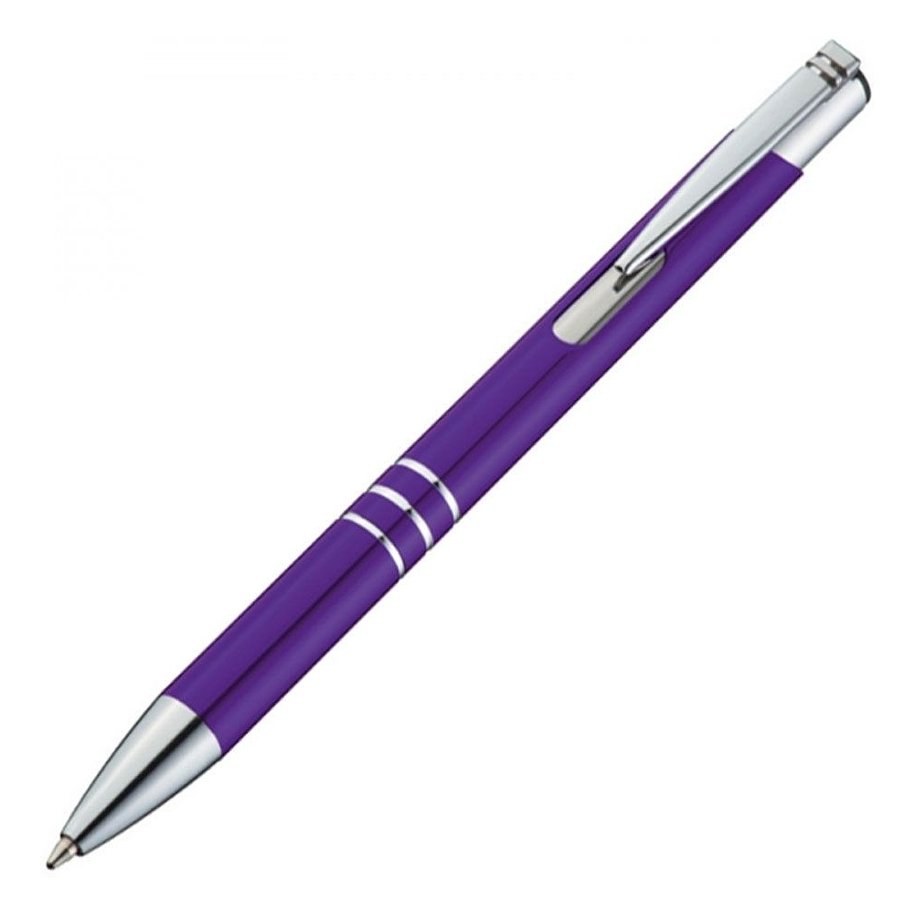 Ручка шариковая автоматическая "Ascot", 0.7 мм, фиолетовый, серебристый стерж. синий