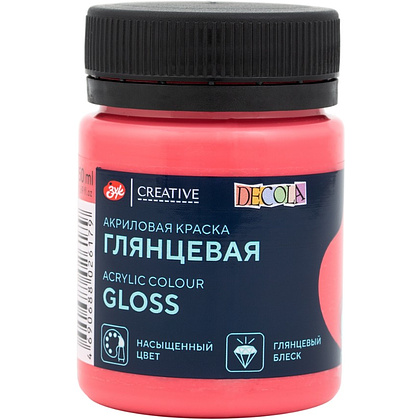 Краска акриловая глянцевая "Декола", 390 арбузная, 50 мл., банка