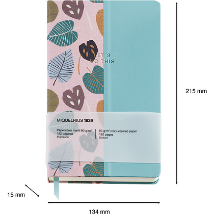 Блокнот Miquelrius "Autumn Leaves Pink-Blue", А5, 96 листов, в точку, розовый, голубой - 4