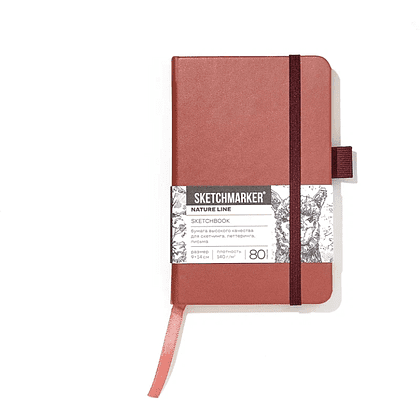 Скетчбук "Sketchmarker", 9х14 см, 140 г/м2, 80 листов, красный винтаж