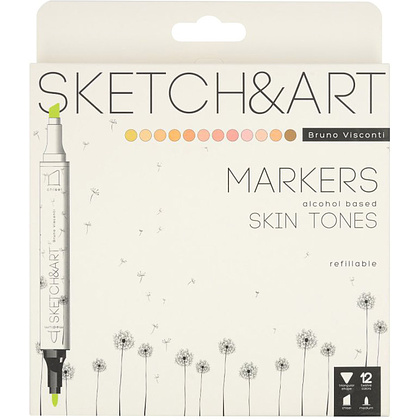 Набор двусторонних маркеров для скетчинга "Sketch&Art. Портрет", 12 цветов