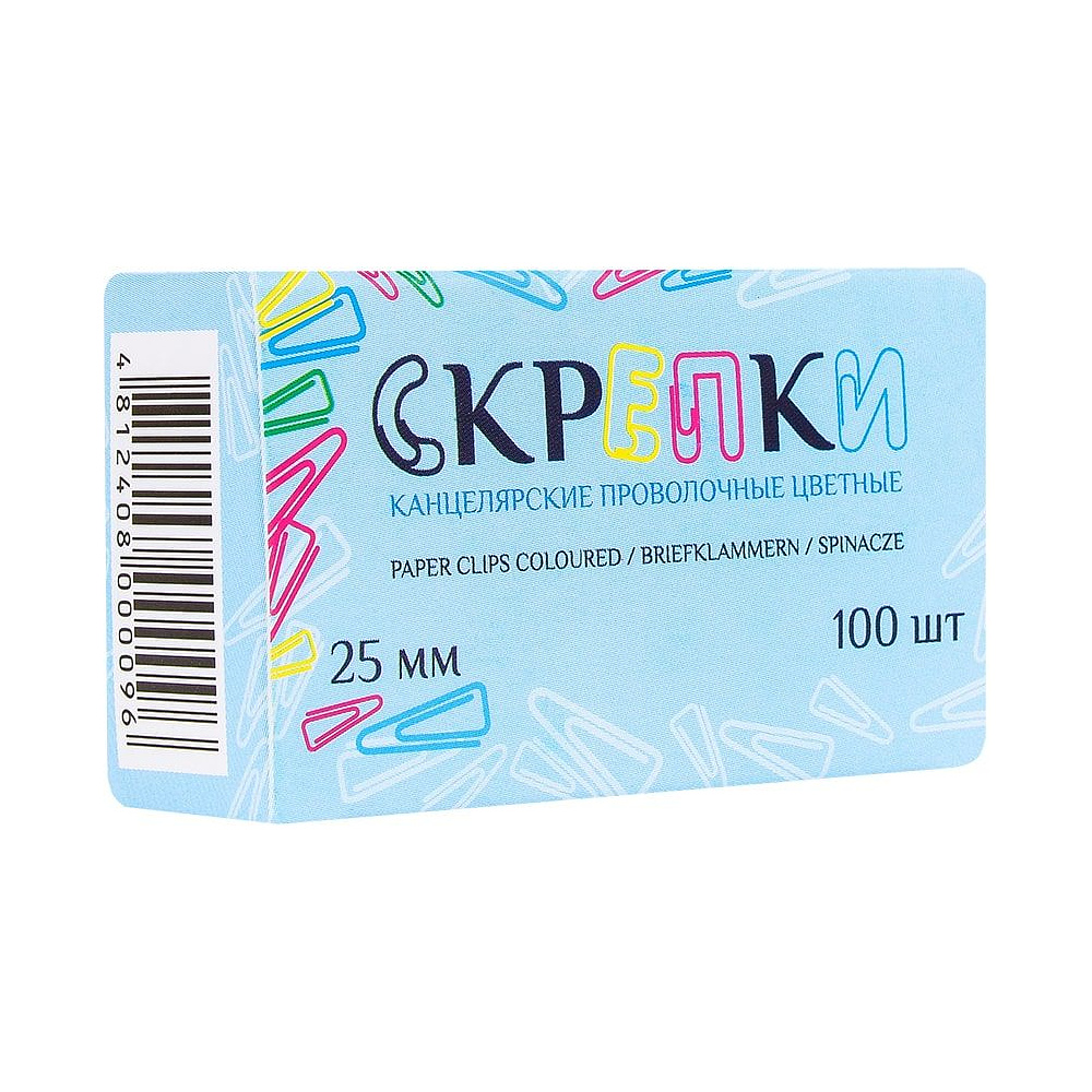 Скрепки цветные треугольные "Бугинком", 25 мм, 100 шт, ассорти
