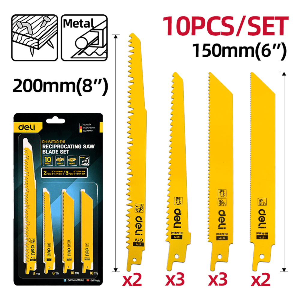 Набор пилок Deli YS EDH-WJT010-EH1, для лобзика и сабельной пилы, 10 шт - 2