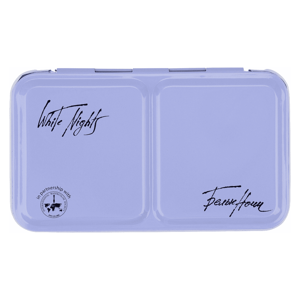 Пенал для акварели "Белые ночи" на 12 кювет, металл, светло-голубой