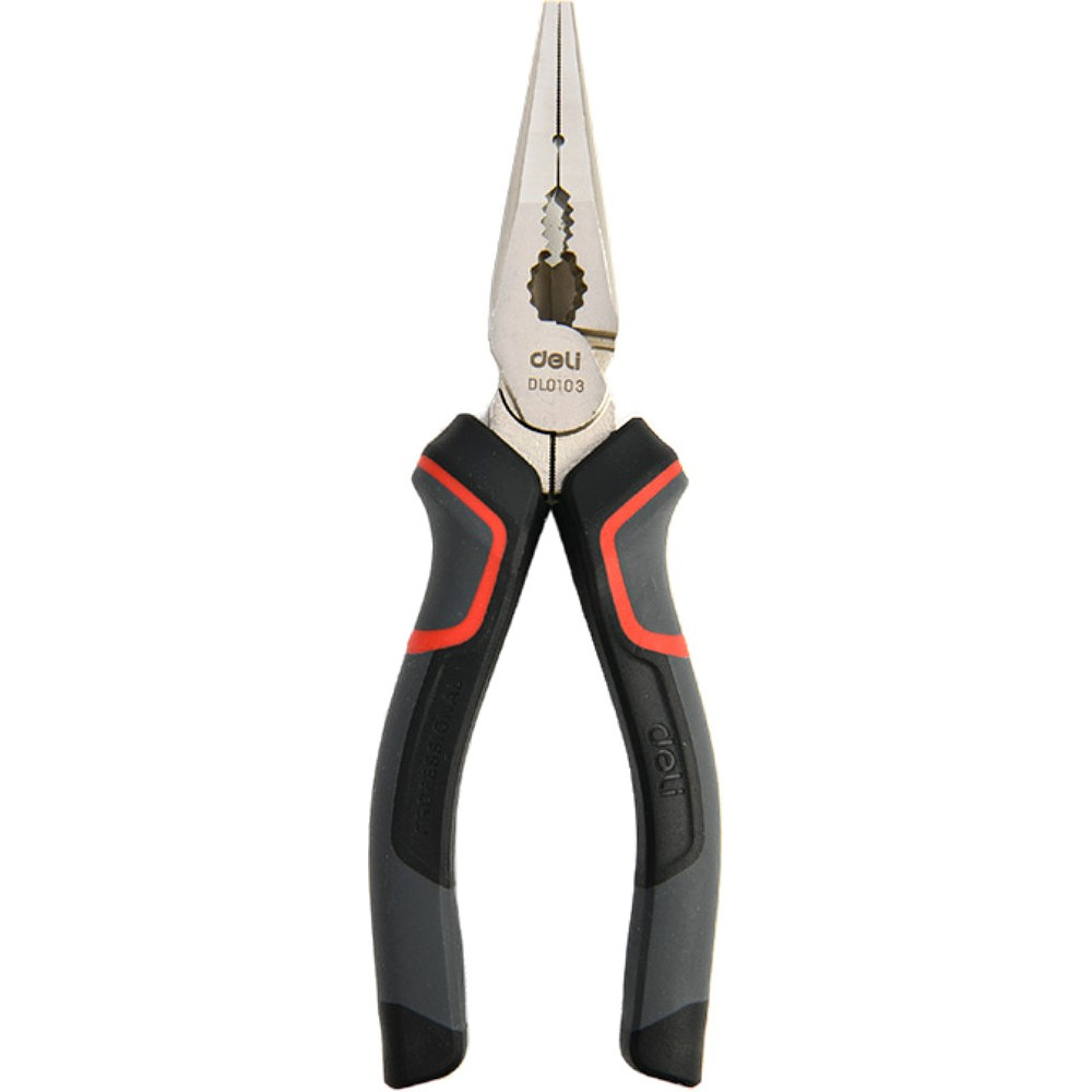 Длинногубцы Deli RS EDL0103, 160 мм, черный, красный