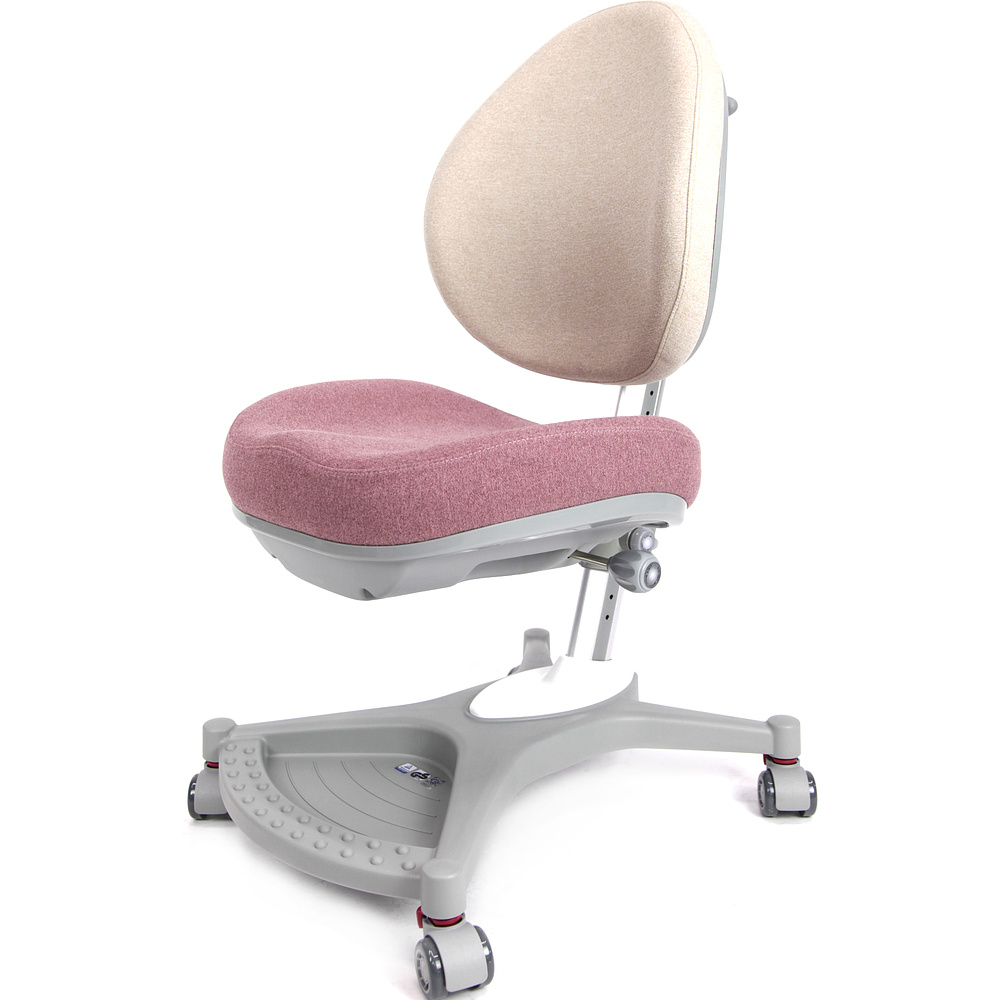 Кресло детское SingBee Cobee 138, ткань, розовый пудровый, пластик, корпус серый, подставка для ног, с чехлом серым