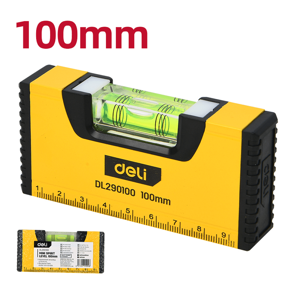 Уровень строительный Deli YS EDL290100, 100 мм, магнит - 5