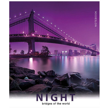 Тетрадь "Night bridges", А4, 80 листов, клетка, ассорти - 5