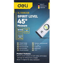 Уровень строительный Deli YS EDL700600B, 600 мм, магнит, алюминиевый сплав