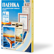 Пленка для ламинирования, А4, 125 мкм, 100 шт, глянцевая 